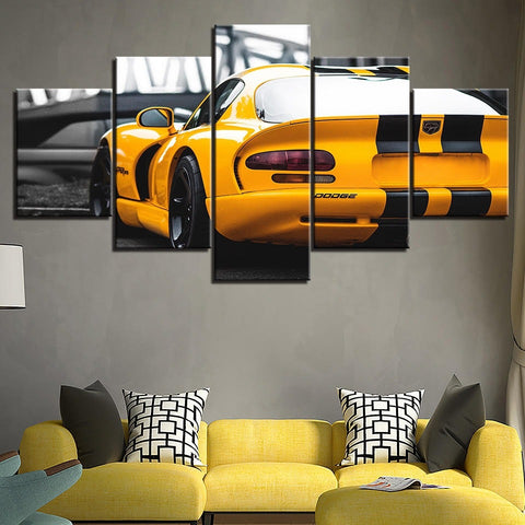 Dodge Viper Yellow Car Wall Art Canvas Decor Printing