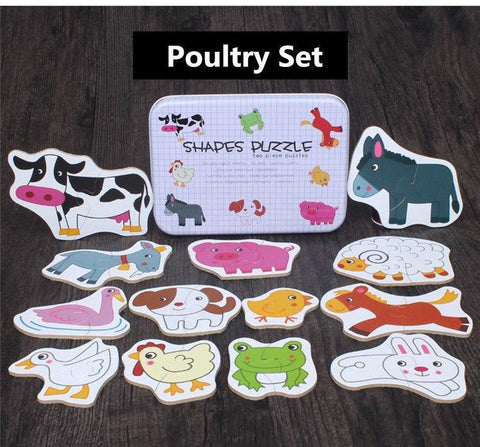 Kid Toys Puzzle Cognitive Card Vehicle/Fruit/Animal Set Educational Gift