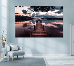 Long Wooden Bridge Pier Wall Art Canvas Print Decor-1Panels