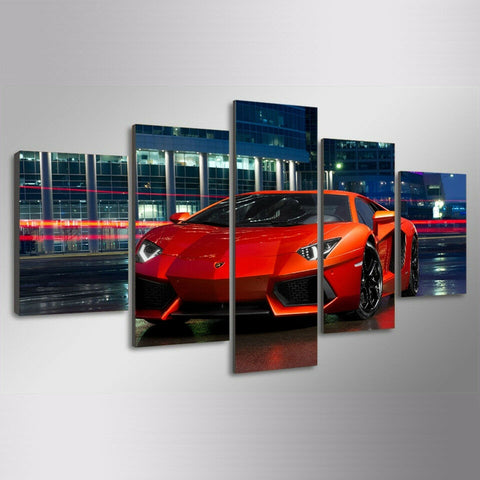 Red Aventador Luxury Sports Car Wall Art Canvas Decor Printing