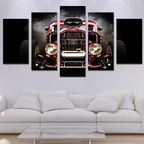 Retro Red Rod Car Wall Art Canvas Decor Printing