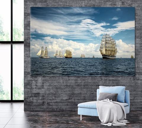 The Sailboats on Ocean Wall Art Canvas Print Decor-1Panel