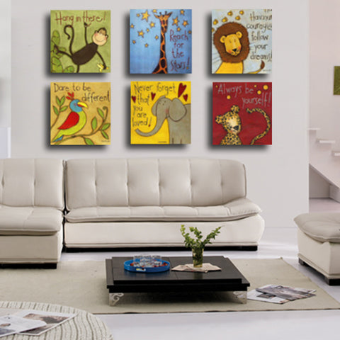 Cartoon Animals Wall Art Canvas Print Decor Kid room - DelightedStore