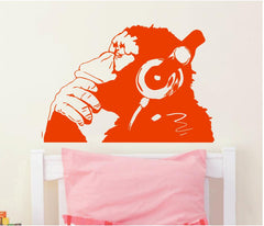 Monkey With Headphones Graffiti Vinyl Wall Sticker Decal